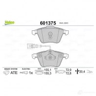 Тормозные колодки дисковые, комплект VALEO 601375 B I24T 3276426013758 1206092110 - Изображение 3