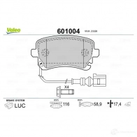 Тормозные колодки дисковые, комплект VALEO 601004 97L FZBB 3276426010047 233499 - Изображение 2