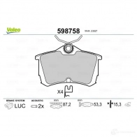 Тормозные колодки дисковые, комплект VALEO KU PUE 3276425987586 233193 598758 - Изображение 2