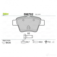 Тормозные колодки дисковые, комплект VALEO 598702 3276425987029 233147 J HF8FZ8 - Изображение 2