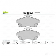 Тормозные колодки дисковые, комплект VALEO 215 15 598022 232581 69289 - Изображение 2
