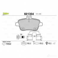 Тормозные колодки дисковые, комплект VALEO 6G8K QSW 233609 3276426013048 601304 - Изображение 2