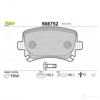 Тормозные колодки дисковые, комплект VALEO 598752 QU919 239 14 233187 - Изображение 7