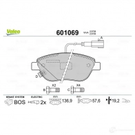 Тормозные колодки дисковые, комплект VALEO NOQ OA15 3276426010696 601069 1206090134 - Изображение 2