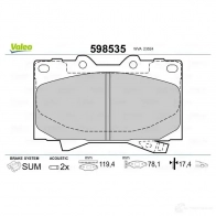 Тормозные колодки дисковые, комплект VALEO 233003 8HM2NH 2 3524 598535 - Изображение 2