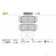 Тормозные колодки дисковые, комплект VALEO 3276425989320 233343 598932 9 H9Z1 - Изображение 2