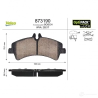 Тормозные колодки дисковые, комплект VALEO 2 9190 245416 873190 29217 - Изображение 2