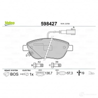 Тормозные колодки дисковые, комплект VALEO JTFJYS2 232900 730 75 598427 - Изображение 2