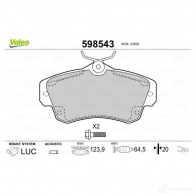 Тормозные колодки дисковые, комплект VALEO 235 32 598543 41LJW5T 233011 - Изображение 2