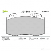 Тормозные колодки дисковые, комплект VALEO 301445 B 7W7Q 3276423014451 223524 - Изображение 2