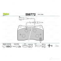Тормозные колодки дисковые, комплект VALEO 598772 233206 3276425987722 EHJ TP - Изображение 2