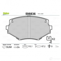 Тормозные колодки дисковые, комплект VALEO 3276425988361 233257 U9TD XL 598836 - Изображение 2