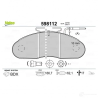 Тормозные колодки дисковые, комплект VALEO 207 06 598112 4YHP2S6 232666 - Изображение 2