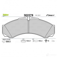 Тормозные колодки дисковые, комплект VALEO 1437878240 302278 0WZP HK - Изображение 2