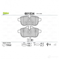 Тормозные колодки дисковые, комплект VALEO V NQXFSZ 1206093392 3276426015349 601534 - Изображение 2