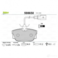 Тормозные колодки дисковые, комплект VALEO ONPSRA 233103 234 46 598650 - Изображение 2