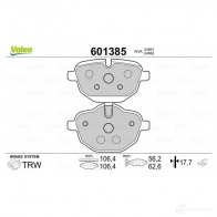 Тормозные колодки дисковые, комплект VALEO 601385 IC9IH 7T 3276426013857 233656 - Изображение 2