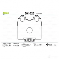Тормозные колодки дисковые, комплект VALEO ZUE 7X 601025 3276426010252 233518 - Изображение 2