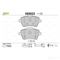 Тормозные колодки дисковые, комплект VALEO H7YY I 3276425989252 598925 233338 - Изображение 2