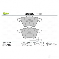 Тормозные колодки дисковые, комплект VALEO 598822 B FT63NZ 3276425988224 233243 - Изображение 2