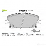 Тормозные колодки дисковые, комплект VALEO 598803 233224 SI6V X3 3276425988033 - Изображение 2