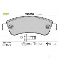 Тормозные колодки дисковые, комплект VALEO 44TV KA8 233310 598892 3276425988927 - Изображение 2