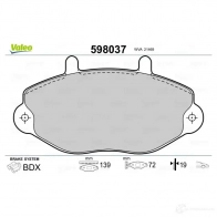 Тормозные колодки дисковые, комплект VALEO 598037 232596 2 1469 V4WDN - Изображение 2