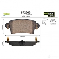 Тормозные колодки дисковые, комплект VALEO 2 3669 872669 245386 9T0ZG - Изображение 2