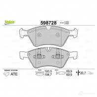 Тормозные колодки дисковые, комплект VALEO 3276425987289 QC6 8VC 233166 598728 - Изображение 2