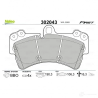 Тормозные колодки дисковые, комплект VALEO 302043 3276423020438 1205902306 2 DOI3 - Изображение 2