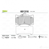Тормозные колодки дисковые, комплект VALEO 233619 AIVE X 601316 3276426013161 - Изображение 2
