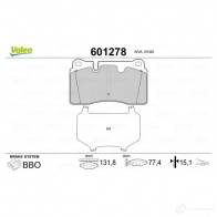 Тормозные колодки дисковые, комплект VALEO OVE6 FB 601278 233585 3276426012782 - Изображение 2