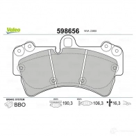 Тормозные колодки дисковые, комплект VALEO ZC4RK B4 3276425986565 598656 233109 - Изображение 2