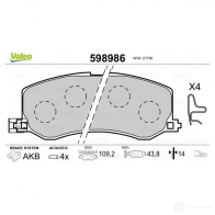 Тормозные колодки дисковые, комплект VALEO 233365 3276425989863 0D1F A 598986 - Изображение 2
