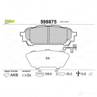 Тормозные колодки дисковые, комплект VALEO 3276425988750 598875 233294 5N94XX D - Изображение 2