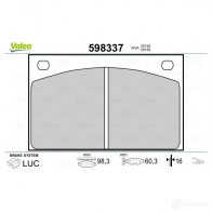 Тормозные колодки дисковые, комплект VALEO 232835 598337 9O2QP 20 152 - Изображение 2