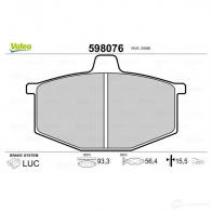 Тормозные колодки дисковые, комплект VALEO 3276425980761 598076 232633 12 6D1NA - Изображение 2