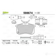 Тормозные колодки дисковые, комплект VALEO 3276425986749 598674 QMWRR JZ 233126 - Изображение 2