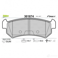 Тормозные колодки дисковые, комплект VALEO 301874 223699 F35 KH 3276423018749 - Изображение 2
