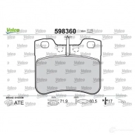 Тормозные колодки дисковые, комплект VALEO 598360 T4QF5A 232847 2 1145 - Изображение 2