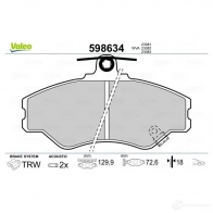 Тормозные колодки дисковые, комплект VALEO 598634 233088 HMRNU 2 3081 - Изображение 2