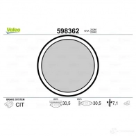 Тормозные колодки дисковые, комплект VALEO 598362 1VKATH 232849 202 85 - Изображение 2