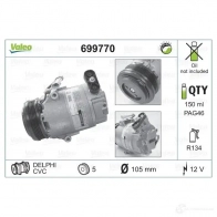 Компрессор кондиционера VALEO 699770 234908 OE3PYT C VC - Изображение 2