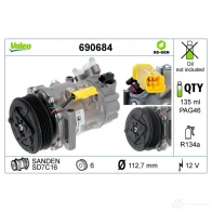 Компрессор кондиционера VALEO 690684 1437853287 IVLI U