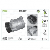 Компрессор кондиционера VALEO 3276426995771 699577 Opel Omega (B) 2 Седан 3.0 V6 (F69) 211 л.с. 1994 – 2001 1 GRJW8R