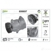 Компрессор кондиционера VALEO K4 ND9 699697 3276426996976 Renault Megane (BA) 1 Хэтчбек 1.6 LPG 109 л.с. 2000 – 2002