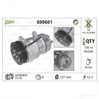 Компрессор кондиционера VALEO 699661 S D7V16 8DAF86 234854 - Изображение 2