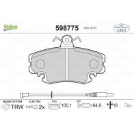 Тормозные колодки дисковые, комплект VALEO B ZDVE Renault Logan 1 (LS, KS) 2004 – 2012 3276425987753 598775