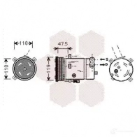 Компрессор кондиционера VAN WEZEL Opel Omega (B) 2 Седан 2.0 (F69) 115 л.с. 1994 – 2000 6037 K277 3700K277 M8CI7