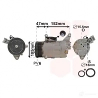 Компрессор кондиционера VAN WEZEL 6006K07 6 NV7QIAT 0600K076 Mini Cooper (R50, R53) 1 Хэтчбек 1.6 Cooper S 170 л.с. 2004 – 2006